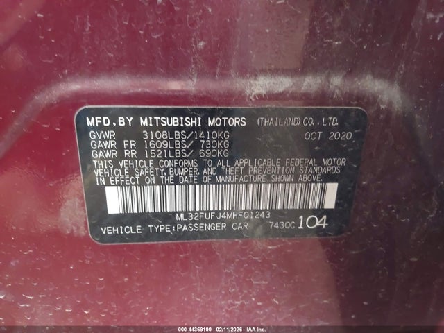 2021 MITSUBISHI MIRAGE G4 ML32FUFJ4MHF01243 Photo 8