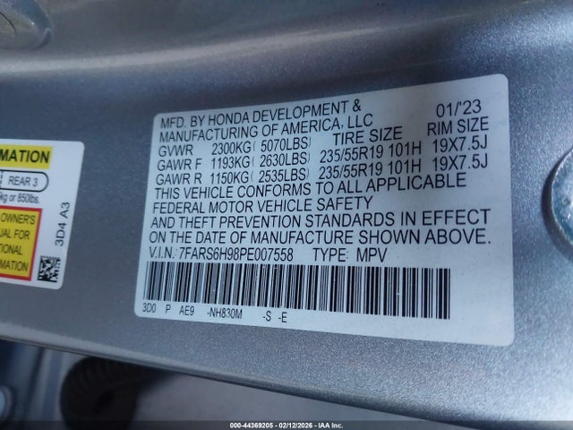 7FARS6H98PE007558 Honda Cr-v Hybrid Sport Touring