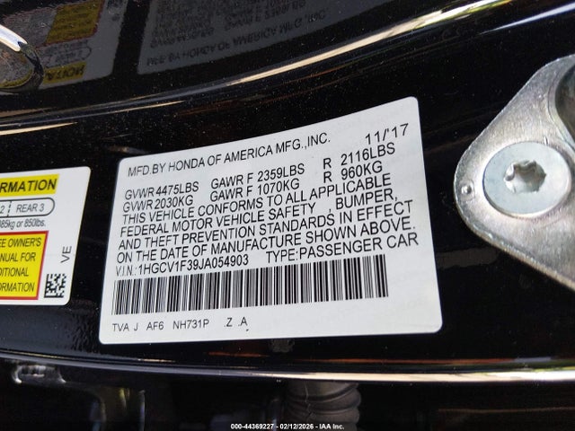 1HGCV1F39JA054903 Honda Accord Sport