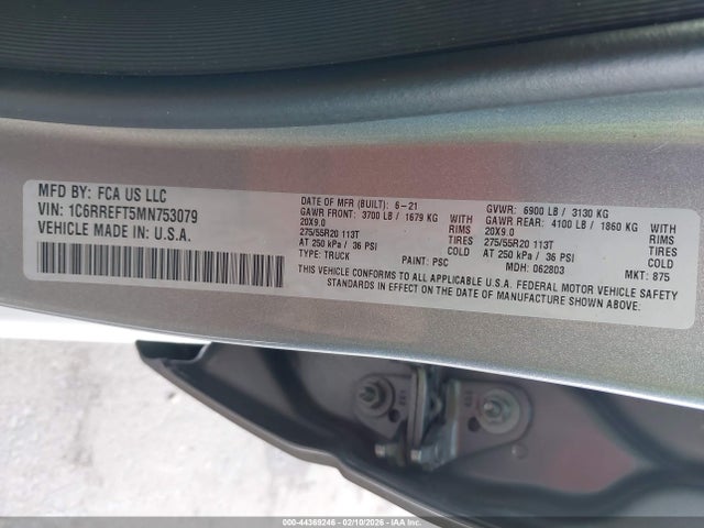 1C6RREFT5MN753079 RAM 1500 Big Horn 4x2 5&#039;7 Box