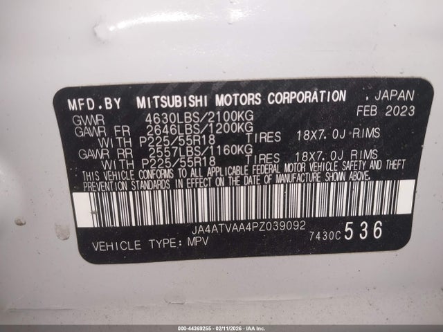 Aukcja sprzedaży 2023 Mitsubishi Eclipse Cross Ralliart S-awc, vin: JA4ATVAA4PZ039092, numer aukcji: 44369255