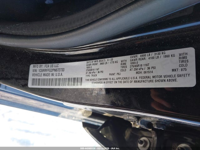 Продаж на аукціоні авто 2023 Ram 1500 Big Horn  4x4 5'7 Box, vin: 1C6RRFFG2PN672733, номер лоту: 44369328