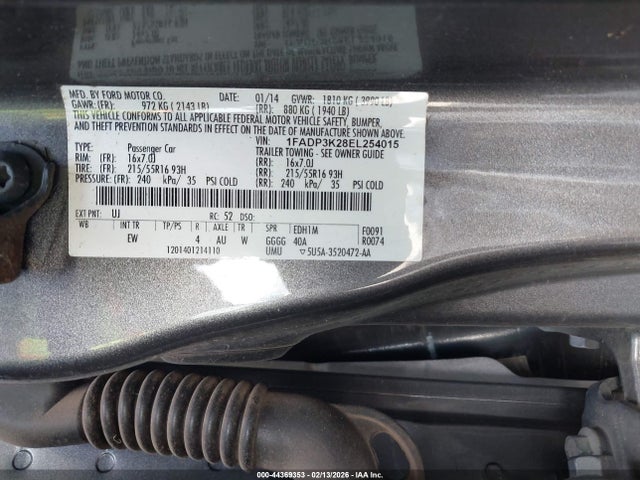 44369353 :رقم المزاد ، 1FADP3K28EL254015 vin ، 2014 Ford Focus Se مزاد بيع