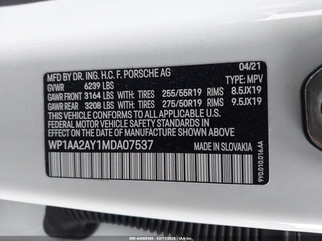 2021 PORSCHE CAYENNE WP1AA2AY1MDA07537 Photo 8