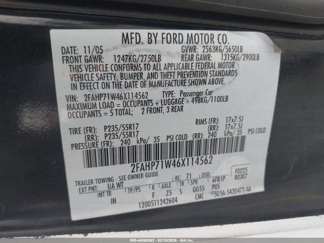 2006 FORD CROWN VICTORIA 2FAHP71W46X114562 Photo 8