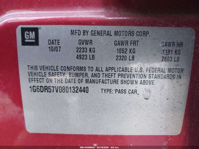 2008 CADILLAC CTS 1G6DR57V080132440 Photo 8