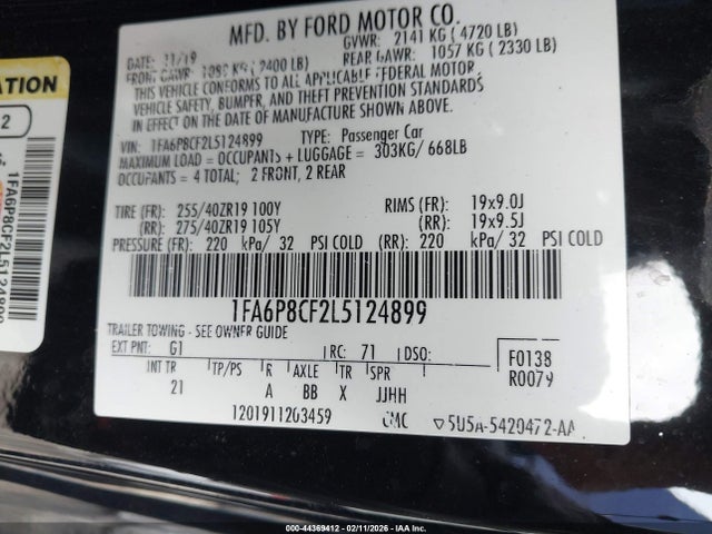 Ford Mustang Gt Fastback 2020 1FA6P8CF2L5124899 Image 9