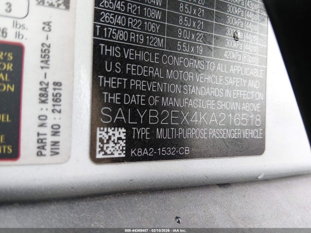 SALYB2EX4KA216518 Land Rover Range Rover Velar P250 S