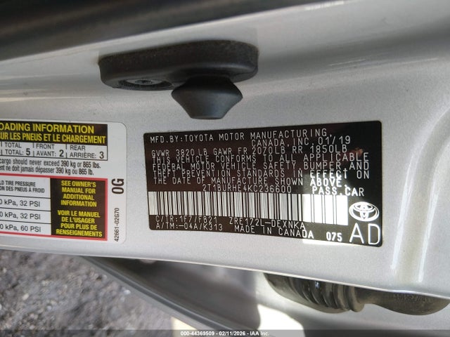 2019 TOYOTA COROLLA 2T1BURHE4KC236600 Photo 8