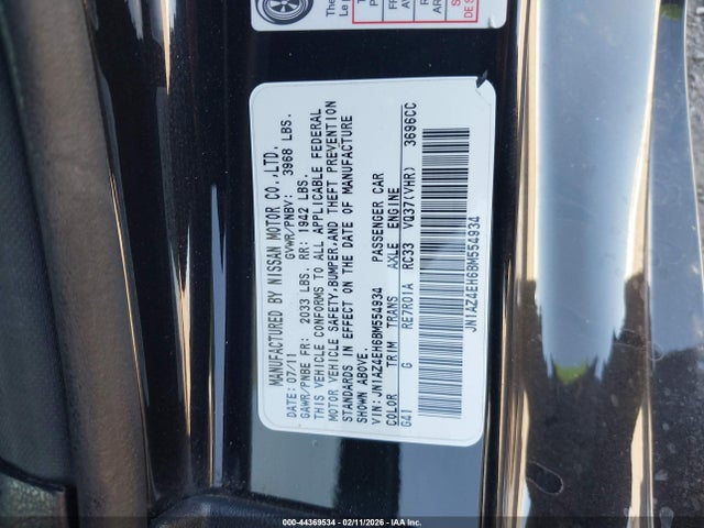Продаж на аукціоні авто 2011 Nissan 370z, vin: JN1AZ4EH6BM554934, номер лоту: 44369534