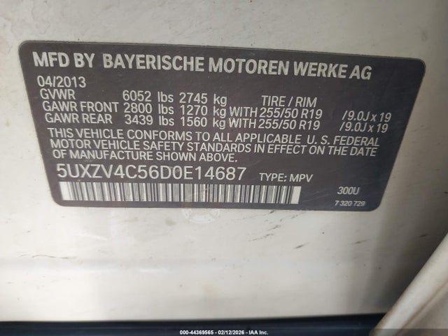 Продаж на аукціоні авто 2013 Bmw X5 Xdrive35i/xdrive35i Premium/xdrive35i Sport Activity, vin: 5UXZV4C56D0E14687, номер лоту: 44369565