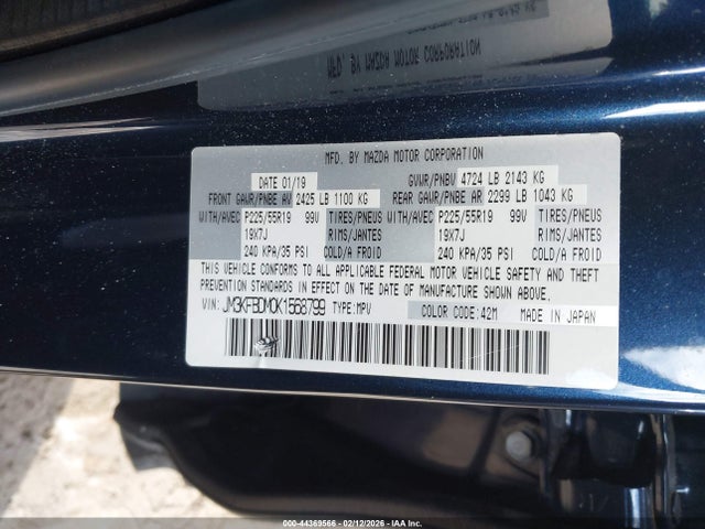 Aukcja sprzedaży 2019 Mazda Cx-5 Grand Touring, vin: JM3KFBDM0K1568799, numer aukcji: 44369566