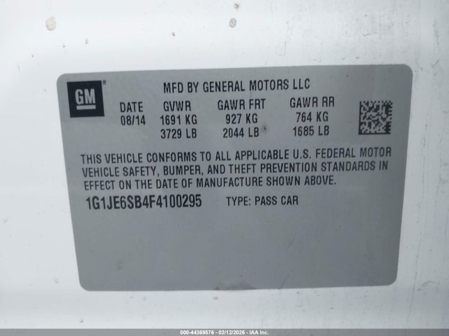 Chevrolet Sonic Ltz Auto 2015 1G1JE6SB4F4100295 Image 9