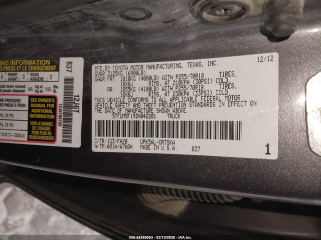 2013 TOYOTA TUNDRA 5TFUM5F19DX042201 Photo 8