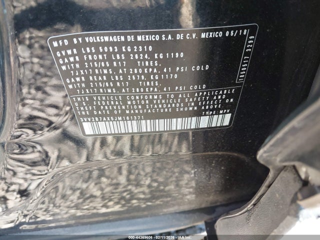 2018 VOLKSWAGEN TIGUAN 3VV2B7AX5JM161371 Photo 8