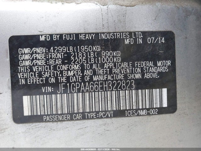 Subaru Impreza 2.0i 2014 JF1GPAA66EH322823 Image 9