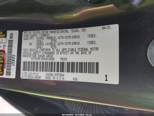 Toyota Tundra Sr5 2021 5TFDY5F18MX014586 Image 9