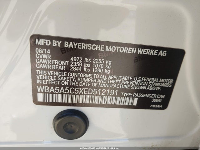 Продаж на аукціоні авто 2014 Bmw 528i, vin: WBA5A5C5XED512191, номер лоту: 44369639
