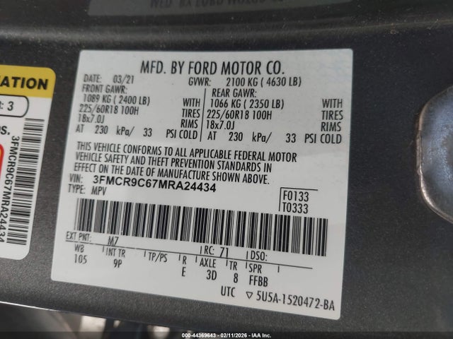 2021 FORD BRONCO SPORT 3FMCR9C67MRA24434 Photo 8