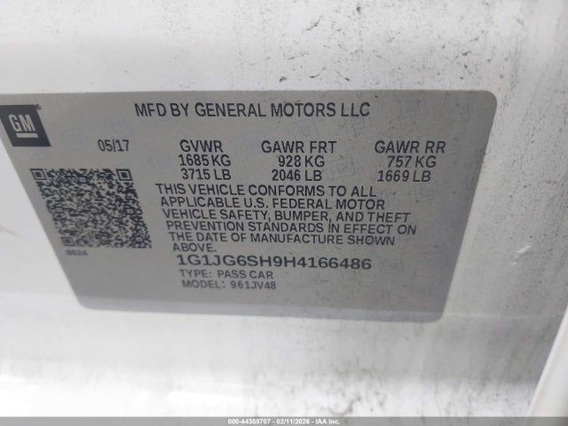 Chevrolet Sonic Lt Auto 2017 1G1JG6SH9H4166486 Image 9