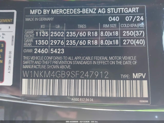 Продажа на аукционе авто 2025 Mercedes-benz Glc 300 Suv, vin: W1NKM4GB9SF247912, номер лота: 44369889