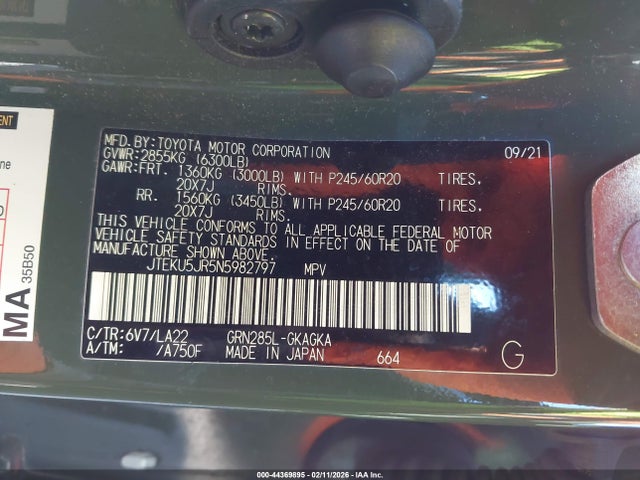 JTEKU5JR5N5982797 Toyota 4runner Limited