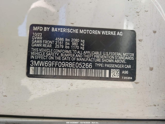 Продаж на аукціоні авто 2024 Bmw 330i, vin: 3MW69FF09R8E05266, номер лоту: 44369897