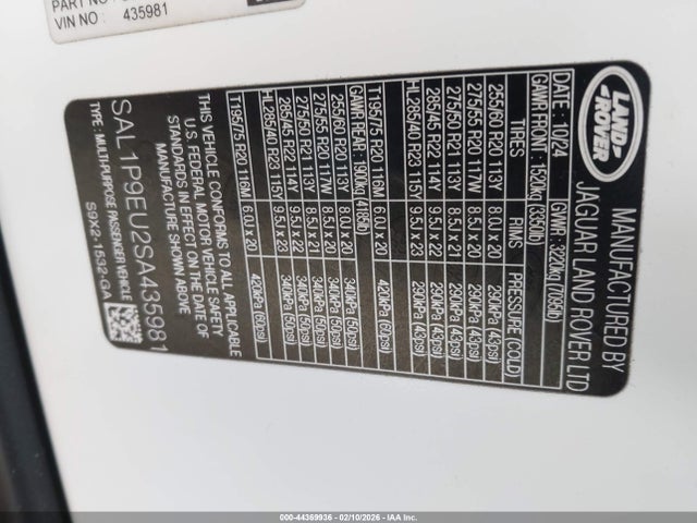SAL1P9EU2SA435981 Land Rover Range Rover Sport P360 Se