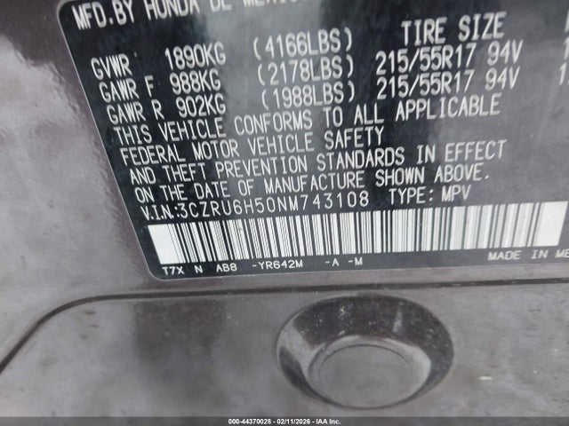 2022 HONDA HR-V 3CZRU6H50NM743108 Photo 8