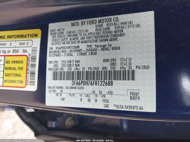 3FA6P0H76FR122688 Ford FUSION SE