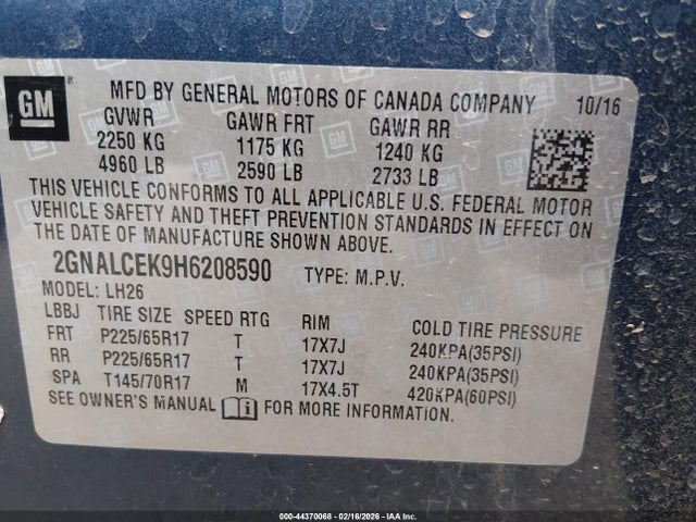 2GNALCEK9H6208590 Chevrolet EQUINOX LT