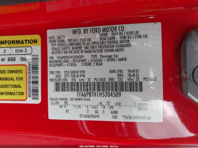 Ford Mustang Ecoboost 2017 1FA6P8TH1H5204509 Image 9