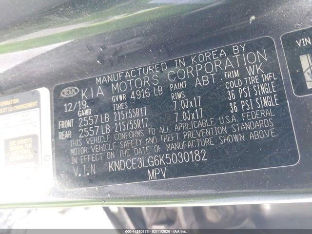 KNDCE3LG6K5030182 KIA Niro Ev Ex Premium