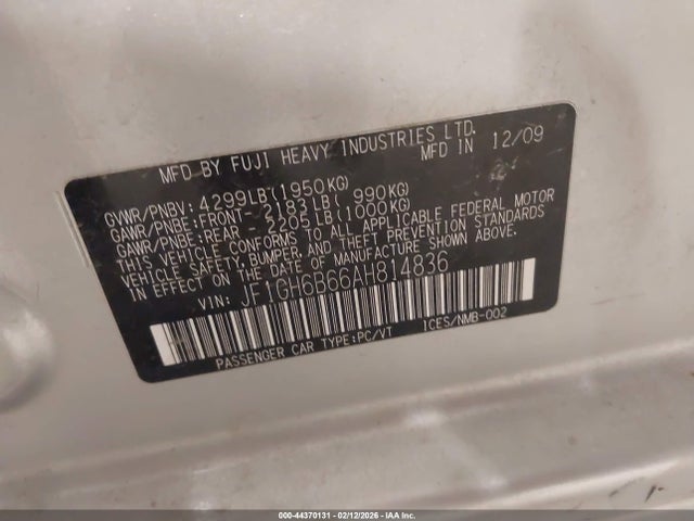 2010 SUBARU IMPREZA JF1GH6B66AH814836 Photo 8