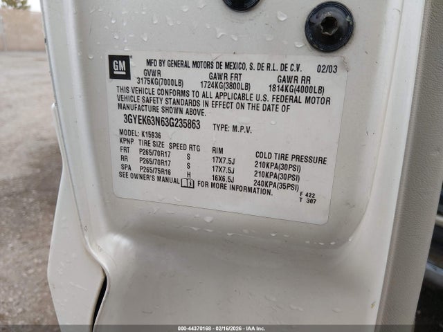 2003 CADILLAC ESCALADE EXT 3GYEK63N63G235863 Photo 8