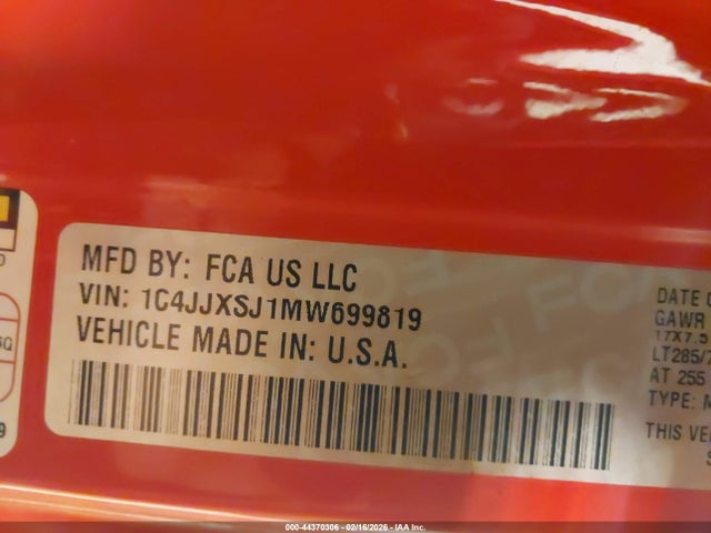 2021 JEEP WRANGLER UNLIMITED 1C4JJXSJ1MW699819 Photo 8