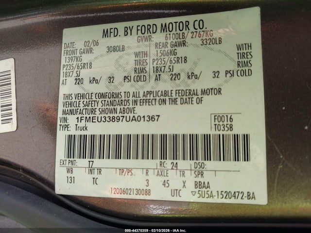 2007 FORD EXPLORER SPORT TRAC 1FMEU33897UA01367 Photo 8