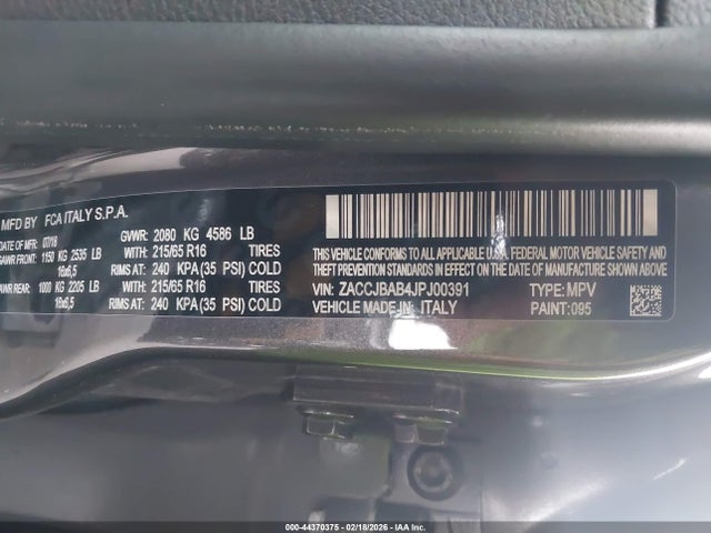 ZACCJBAB4JPJ00391 Jeep Renegade Sport 4x4