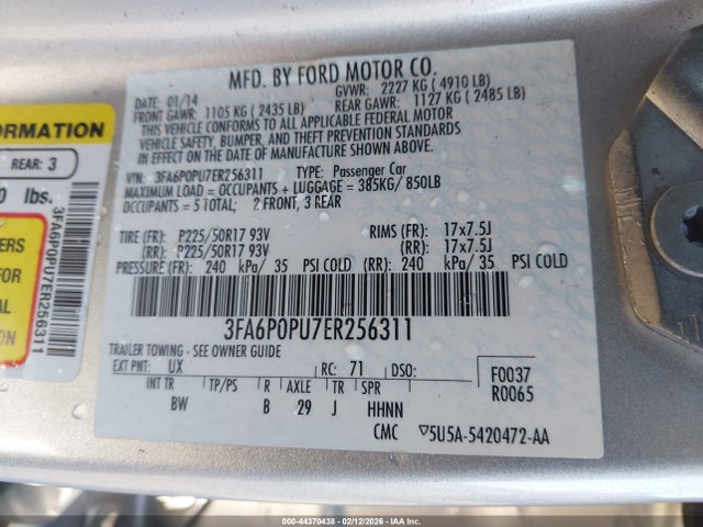 2014 FORD FUSION ENERGI 3FA6P0PU7ER256311 Photo 8