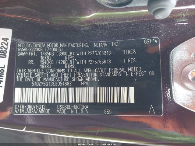 5TDZY5G13ES054683 Toyota Sequoia Sr5 5.7l V8
