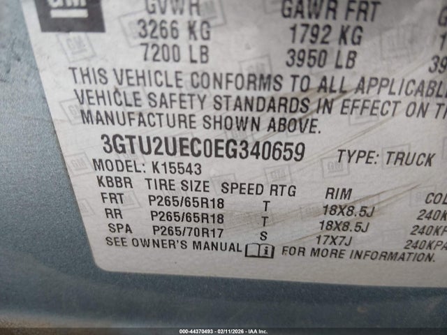 Продажа на аукционе авто 2014 Gmc Sierra 1500 Sle, vin: 3GTU2UEC0EG340659, номер лота: 44370493