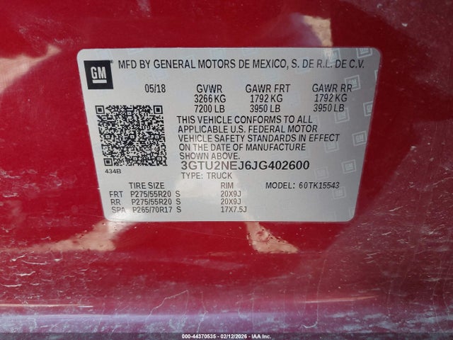 3GTU2NEJ6JG402600 GMC Sierra 1500 Slt