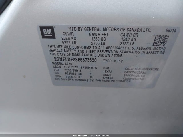 Продаж на аукціоні авто 2014 Chevrolet Equinox Ltz, vin: 2GNFLDE38E6373658, номер лоту: 44370555