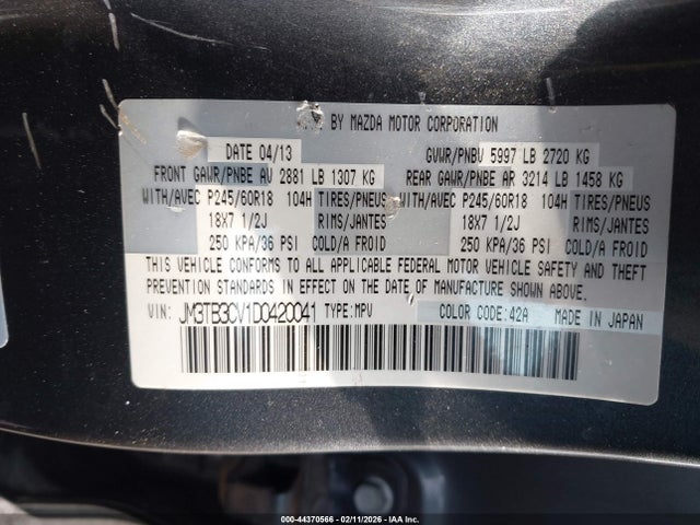 2013 MAZDA CX-9 JM3TB3CV1D0420041 Photo 8