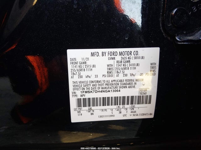 2022 FORD EXPLORER 1FMSK7DH4NGA13064 Photo 8