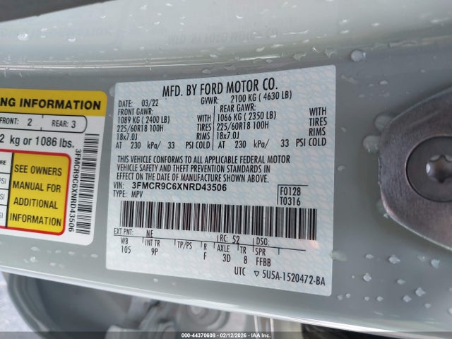 2022 FORD BRONCO SPORT 3FMCR9C6XNRD43506 Photo 8