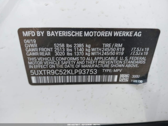 2019 BMW X3 5UXTR9C52KLP93753 Photo 8