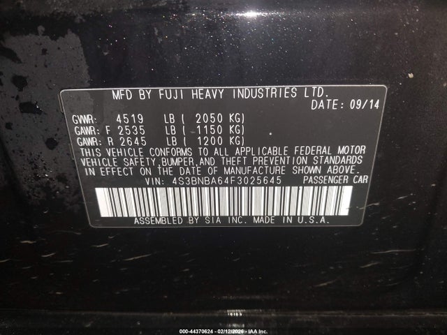 4S3BNBA64F3025645 Subaru Legacy 2.5i