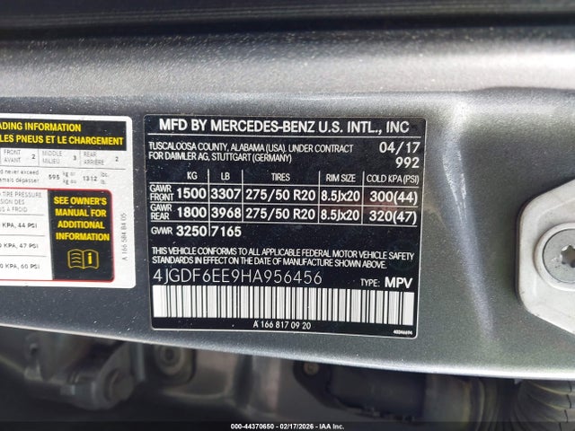 4JGDF6EE9HA956456 Mercedes-Benz Gls 450 4matic