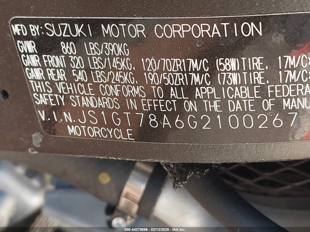 JS1GT78A6G2100267 Suzuki GSX-R1000